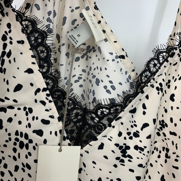 A New Day Slip Dress Leopard Print Cami Lace Trim Midi Slit NWT - Picture 4 of 11